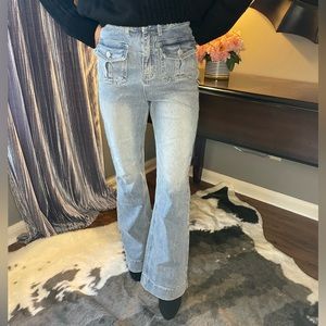 Wide leg high waisted jeans